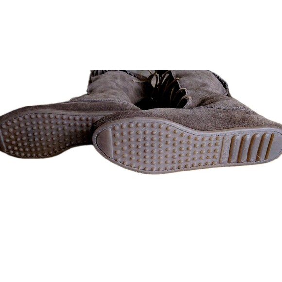 Minnetonka 1422 Leather Moccasins Tall Fringe Suede Boho Lace Up Boots Size 10 - Picture 7 of 7